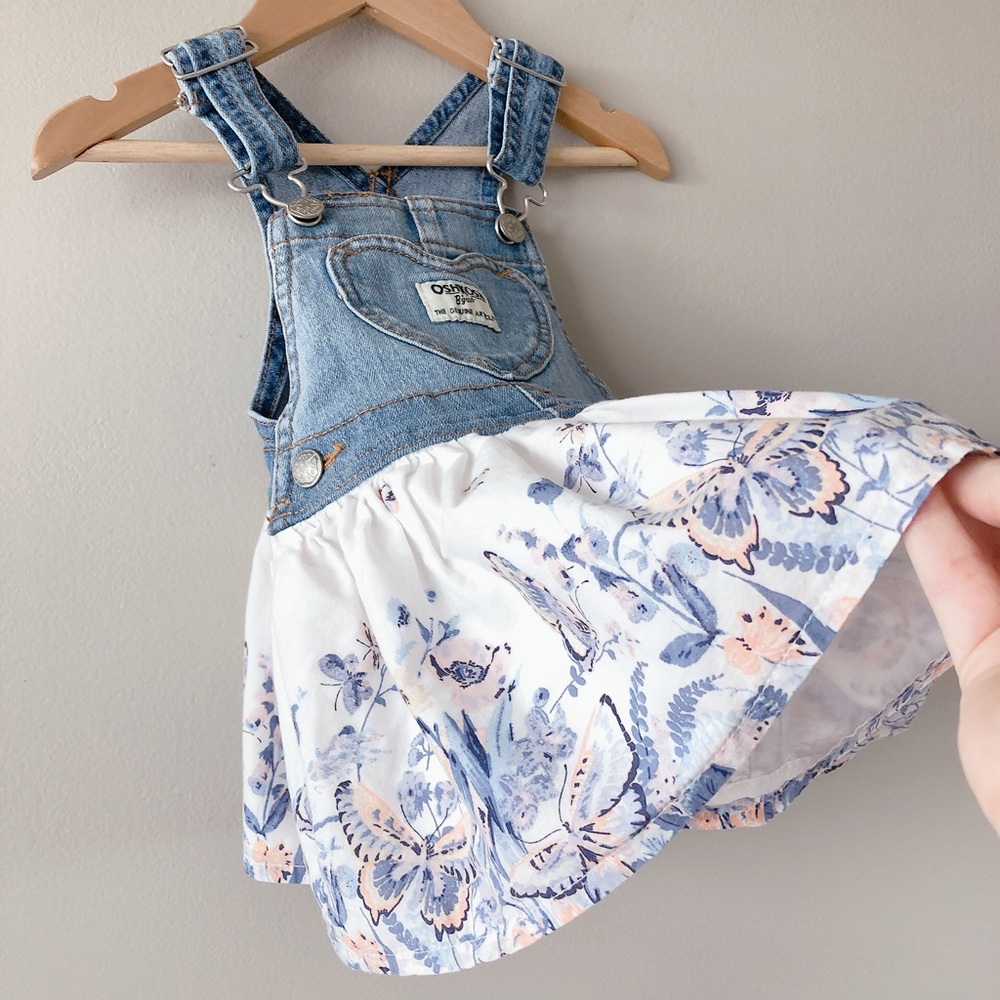 ❗️OshKosh B'gosh Blue Denim and White Floral Skirtall - Picture 2 of 13